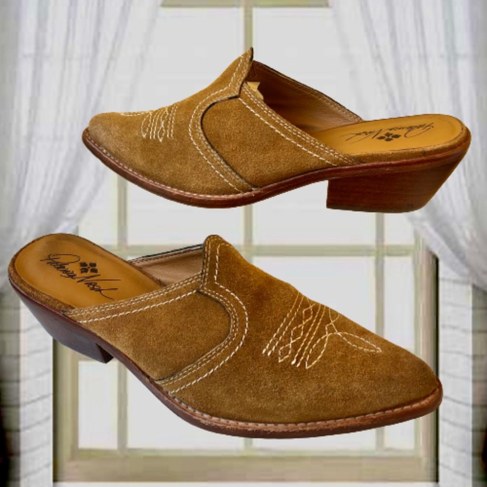 Patricia Nash Mustard Suede Mules with Low Heel - Picture 5 of 15